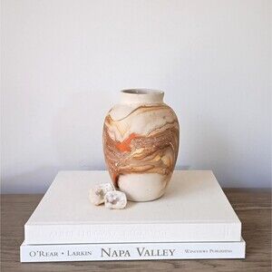 Nemadji Pottery Vase Native American Pottery Brown Orange Marbled Swirl Clay
